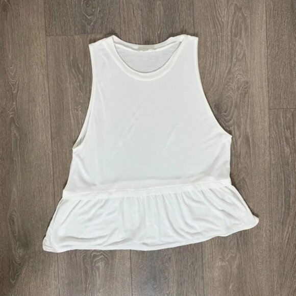 Aritzia Wilfred Babydoll Top Peplum Ruffle hem Sleeveless White Size XS - Picture 3 of 8